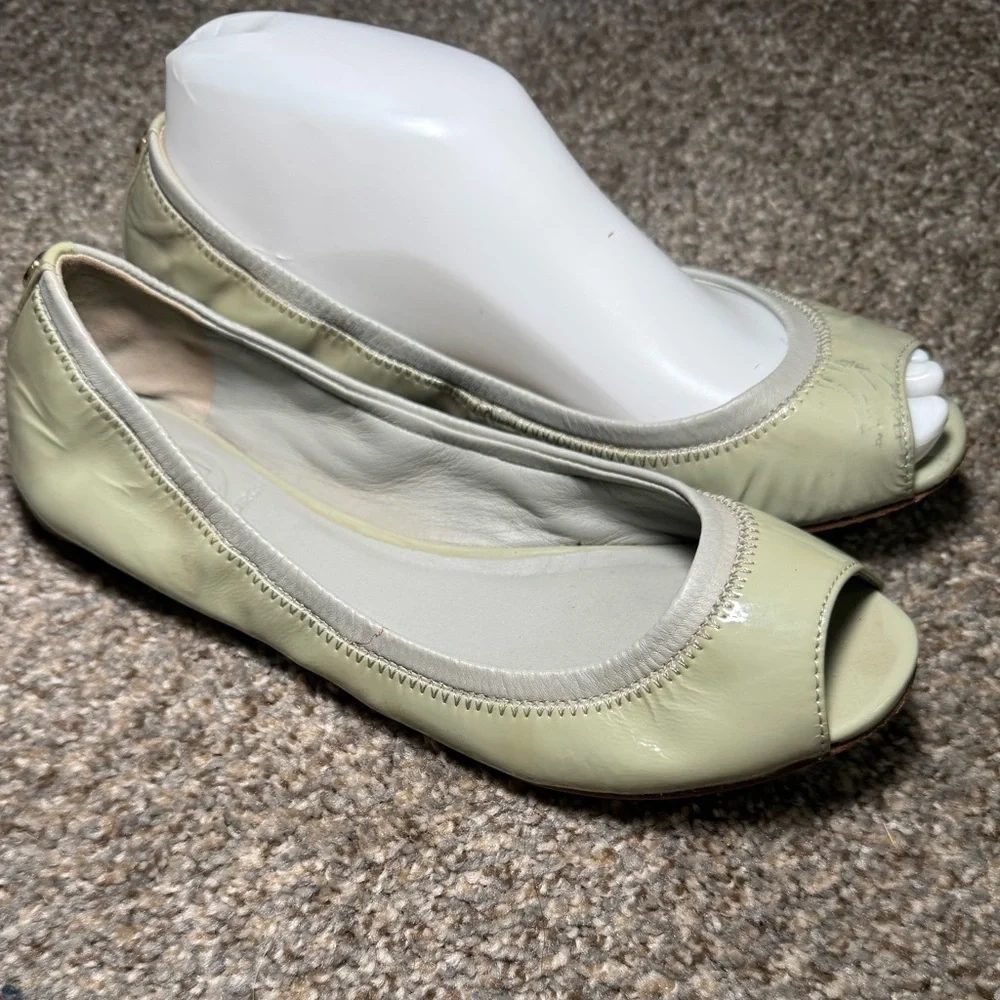 Tory Burch Mint Julip Cream Ballet Open Toe Flats- Size 6.5